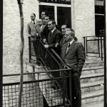 I direttori dei periodici Mondadori. Si riconoscono tra gli altri Tedeschi, Mario Gentilini e Enzo Biagi.